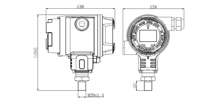 智能型高溫型壓力變送器產(chǎn)品外形尺寸